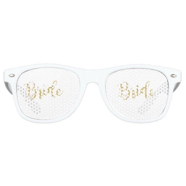 Cool Trendy Gold Glitter Bride Retro Sunglasses (Front)