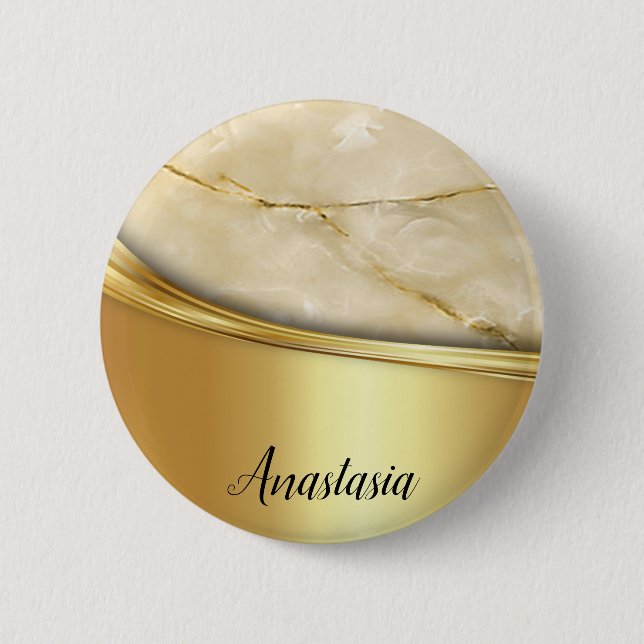 Cool Trendy Gold Marble Button (Front)
