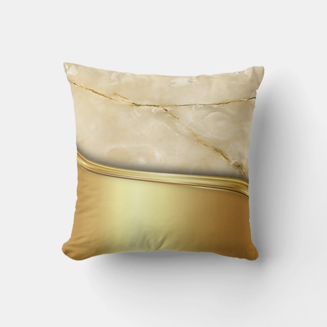 Cool Trendy Gold Marble  Throw Pillow (Front)