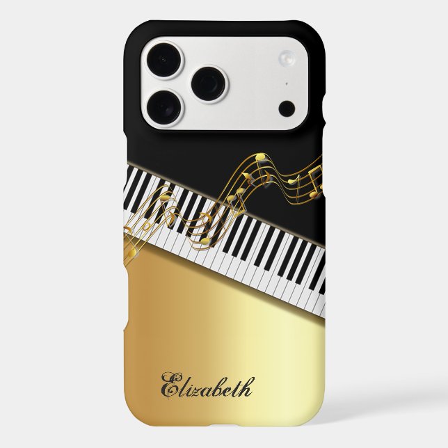 Cool Trendy Gold Notes,Piano Keys -Personalized Case-Mate iPhone Case (Back)