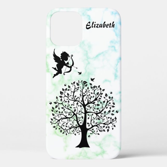 Cool Trendy Green Marble, Tree Case-Mate iPhone Ca Case (Back)