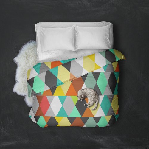 Cool Trendy Hipster Geometric Triangle Pattern Duvet Cover