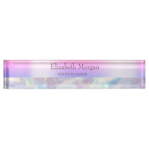 Cool Trendy Holographic Violet Desk Name Plate