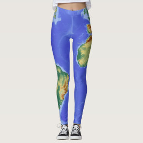 Cool trendy map of the world pattern leggings