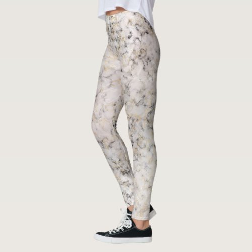 cool trendy marble accent face pattern chic white leggings