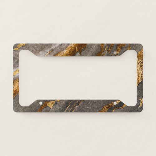 Cool Trendy Marble Gold Texture License Plate Frame