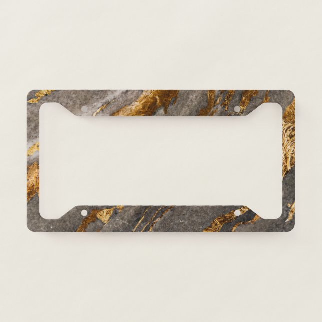 Cool Trendy Marble Gold Texture License Plate Frame (Front)