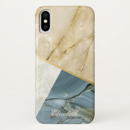 Cool Trendy Marble TextureGeometric_ Personalized iPhone XS Case