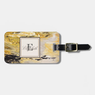 Cool Trendy Marble Texture, Monogram-Personalized Luggage Tag