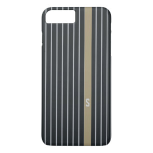 Cool trendy masculine black grey stripes monogram iPhone 8 plus/7 plus case