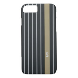 Cool trendy masculine black grey stripes monogram iPhone 8/7 case