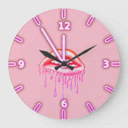 Cool Trendy  Metallic Dripping Lips Large Clock