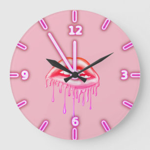 Cool Trendy  Metallic Dripping Lips Large Clock