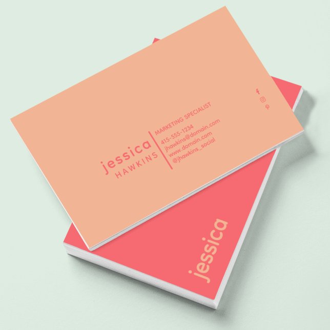 Cool Trendy Modern Coral & Peach Business Card (Creator Uploaded)