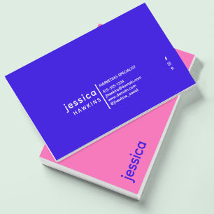 Cool Trendy Modern Electric Blue & Hot Pink Business Card