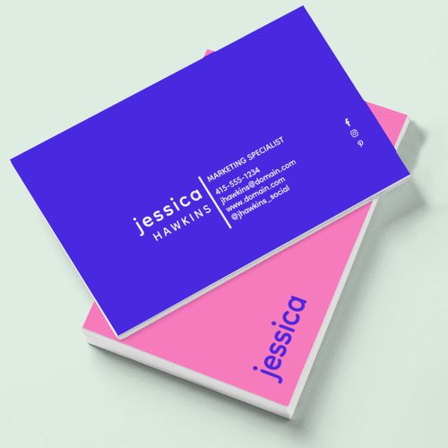 Cool Trendy Modern Electric Blue  Hot Pink Business Card