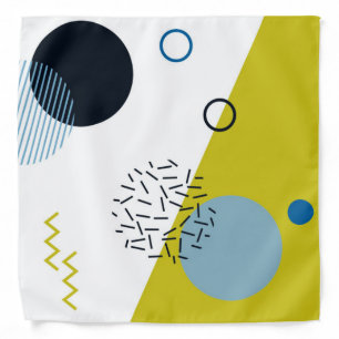 Cool, trendy, modern, Memphis green blue geometric Bandana
