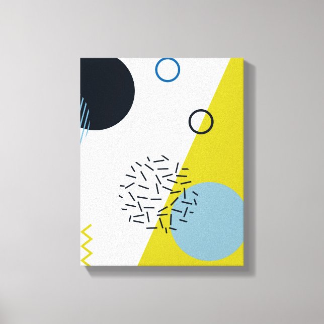 Cool, trendy, modern, Memphis green blue geometric Canvas Print (Front)