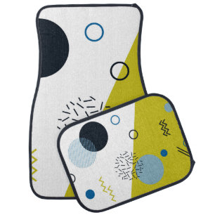 Cool, trendy, modern, Memphis green blue geometric Car Floor Mat
