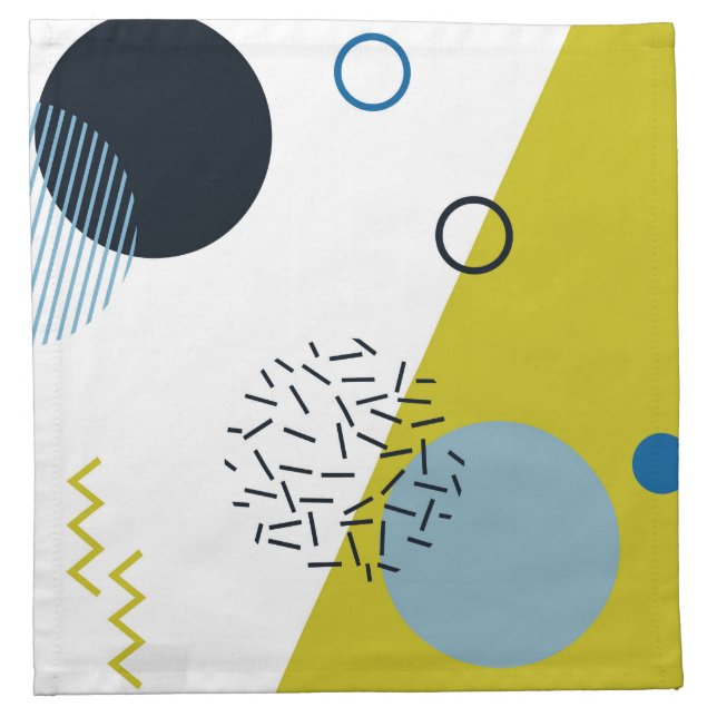 Cool, trendy, modern, Memphis green blue geometric Cloth Napkin (Front)