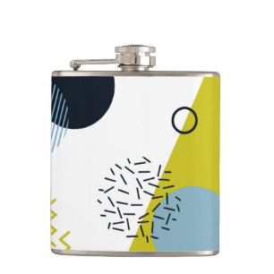 Cool, trendy, modern, Memphis green blue geometric Flask