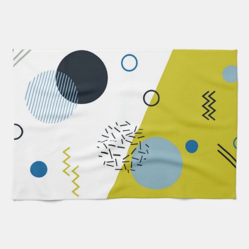 Cool trendy modern Memphis green blue geometric Kitchen Towel