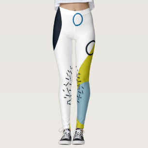 Cool, trendy, modern, Memphis green blue geometric Leggings
