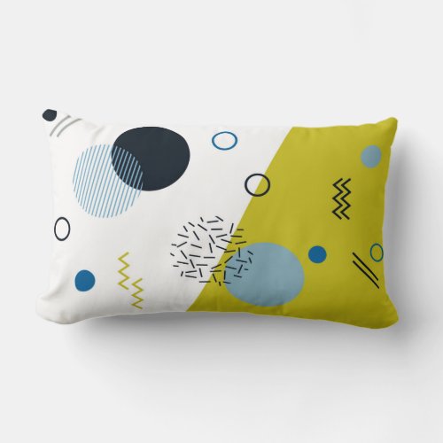 Cool trendy modern Memphis green blue geometric Lumbar Pillow