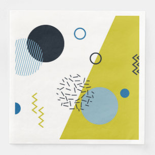 Cool, trendy, modern, Memphis green blue geometric Paper Dinner Napkins