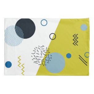 Cool, trendy, modern, Memphis green blue geometric Pillow Case
