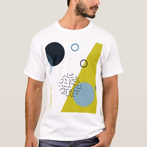 Cool trendy modern Memphis green blue geometric T_Shirt