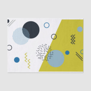 Cool, trendy, modern, Memphis green blue geometric Tissue Paper
