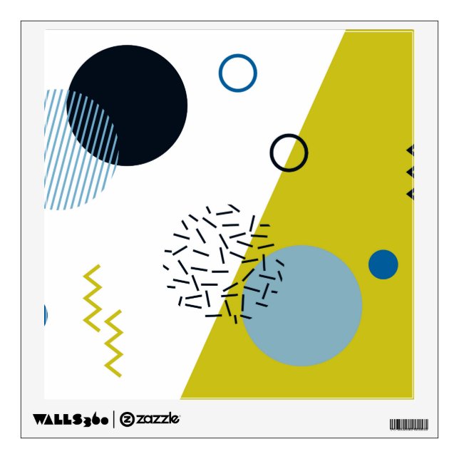 Cool, trendy, modern, Memphis green blue geometric Wall Decal (Front)