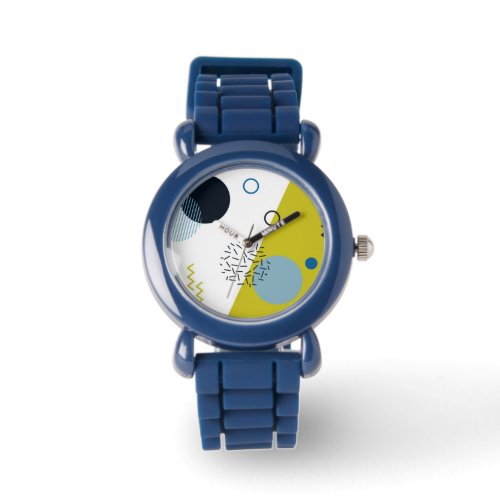 Cool trendy modern Memphis green blue geometric Watch