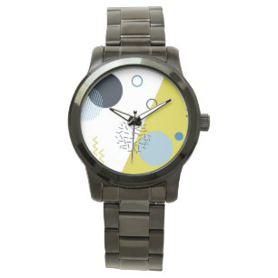 Cool, trendy, modern, Memphis green blue geometric Watch