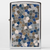 Light blue geometric mesh pattern Monogram Zippo Lighter