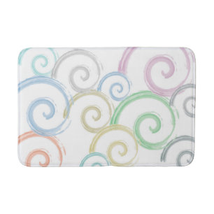 Cool, trendy, modern wave water color brushes bath mat