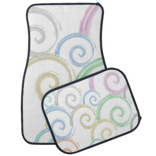 Cool, trendy, modern wave water color brushes car floor mat