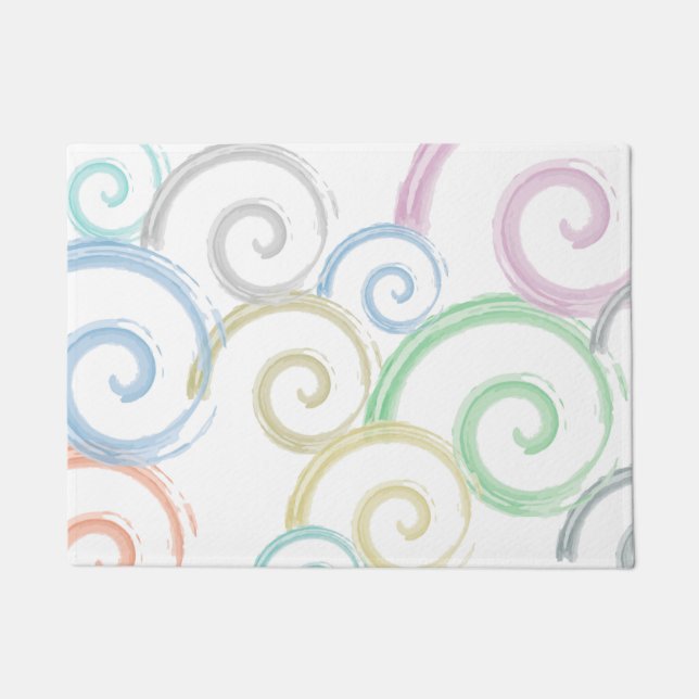 Cool, trendy, modern wave water color brushes doormat (Front)