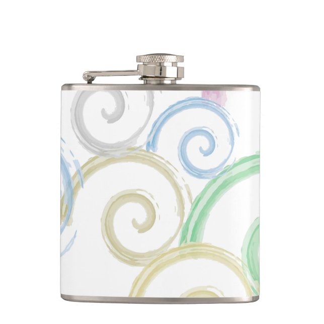 Cool, trendy, modern wave water color brushes flask (Front)