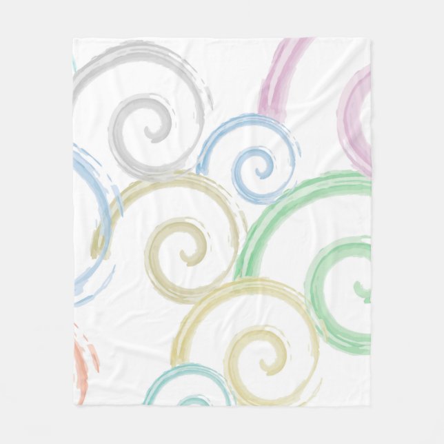 Cool, trendy, modern wave water color brushes fleece blanket (Front)