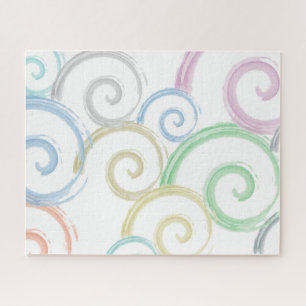 Cool, trendy, modern wave water color brushes jigsaw puzzle