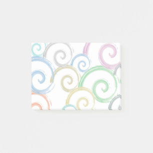 Cool, trendy, modern wave water color brushes post-it notes