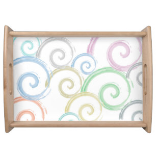 Cool, trendy, modern wave water color brushes serving tray