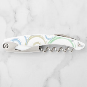 Cool, trendy, modern wave water color brushes waiter's corkscrew