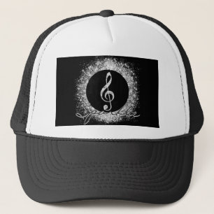 Cool Trendy Music Treble Clef Glitter Sparkles Trucker Hat