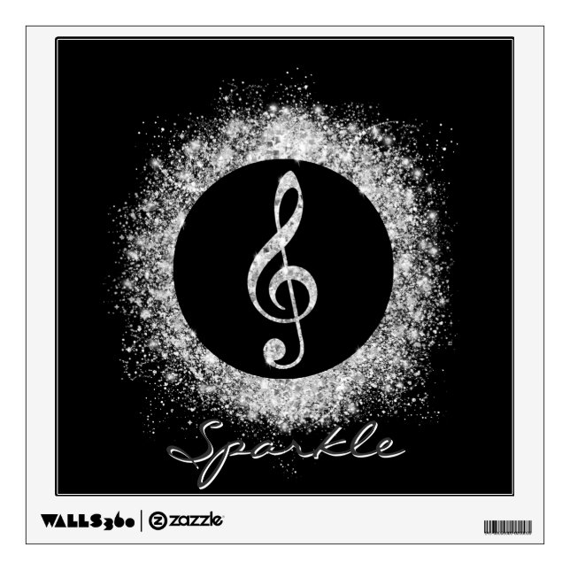 Cool Trendy Music Treble Clef Glitter Sparkles  Wall Sticker (Front)