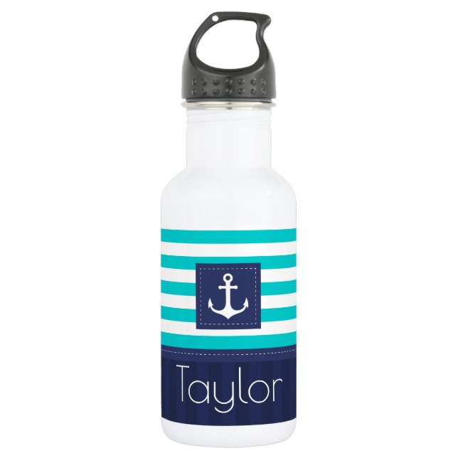 Cool & Trendy Nautical Anchor Design Custom Stainless Steel Water Bottle (Front)