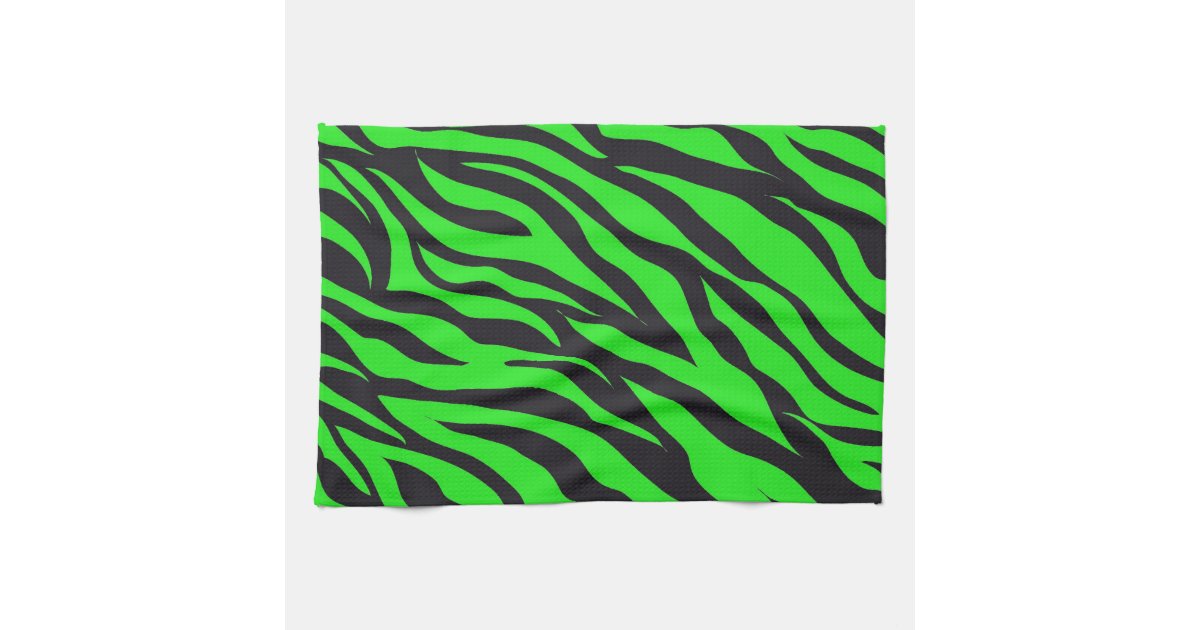 Cool Trendy Neon Lime Green Zebra Stripes Pattern Towel | Zazzle