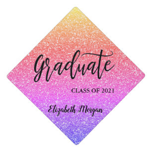 Cool Trendy Ombre Glitter Graduation Cap Topper